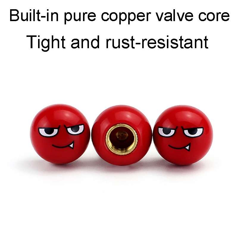 4pcs /Set Devil Ball Tire Valve Caps Automotive Universal Modification Valve Covers(Red)