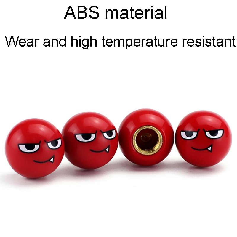 4pcs /Set Devil Ball Tire Valve Caps Automotive Universal Modification Valve Covers(Red)