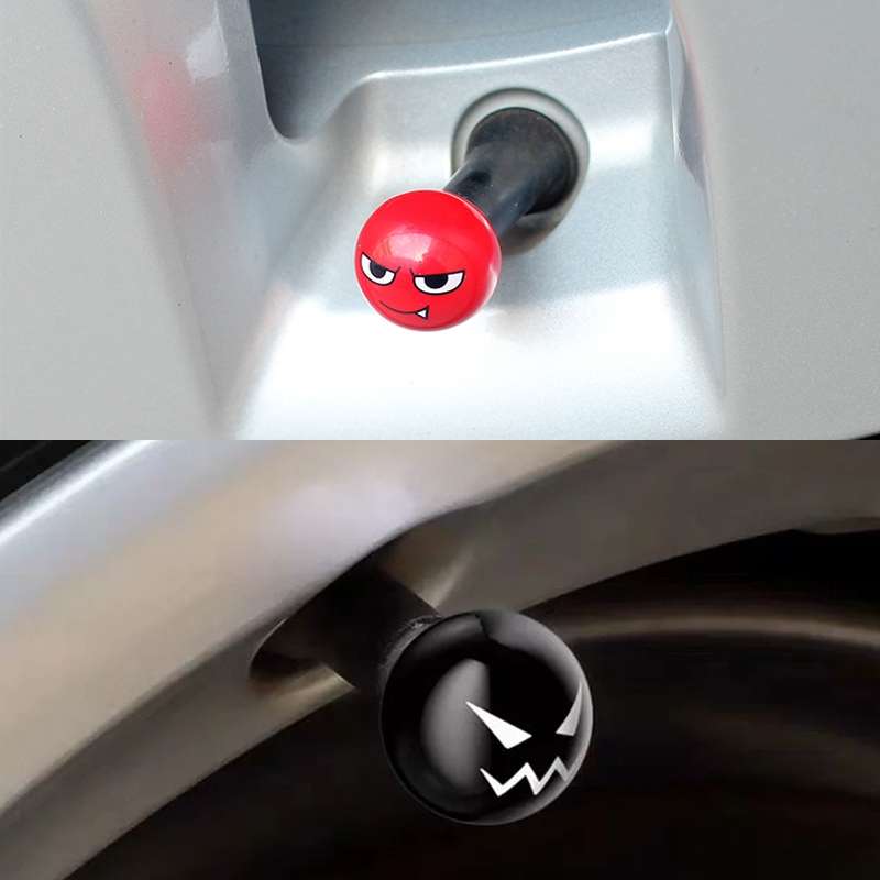 4pcs /Set Devil Ball Tire Valve Caps Automotive Universal Modification Valve Covers(Red)