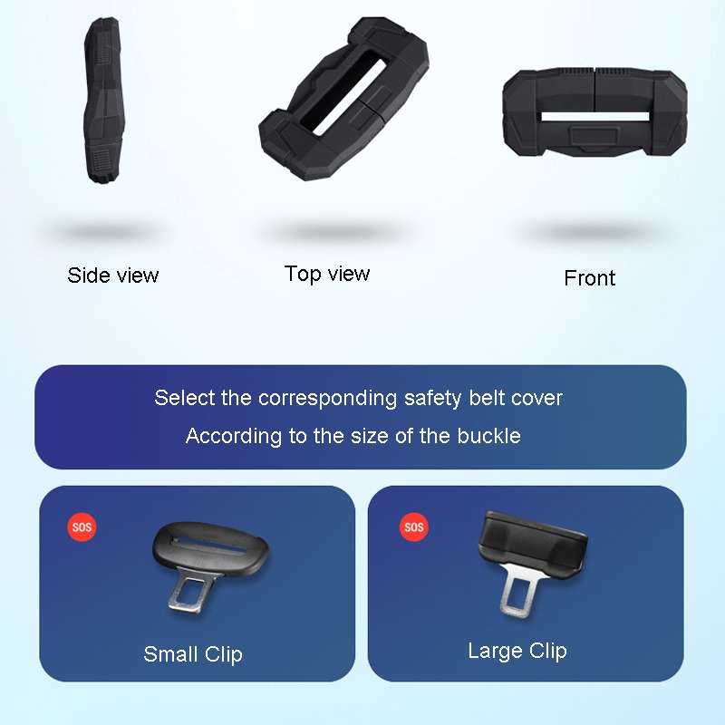 Large Car Seatbelt Buckle Protective Cover Anti Scratch Silicone Protector For Safety Belt Plugs(Bla