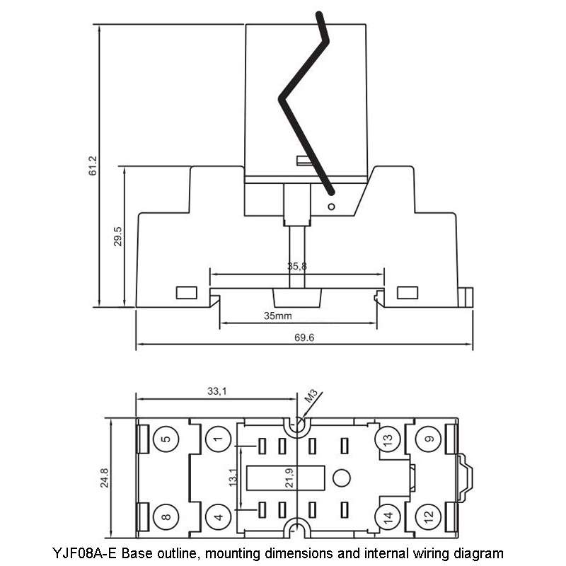 YIJIA YJ2N-GS 8-Pin 2 Way Small Electromagnetic Relay