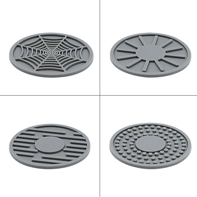 4pcs/set 6.8x0.3cm Car Anti-slip Silicone Water Coaster Storage Interior, Color: Gray