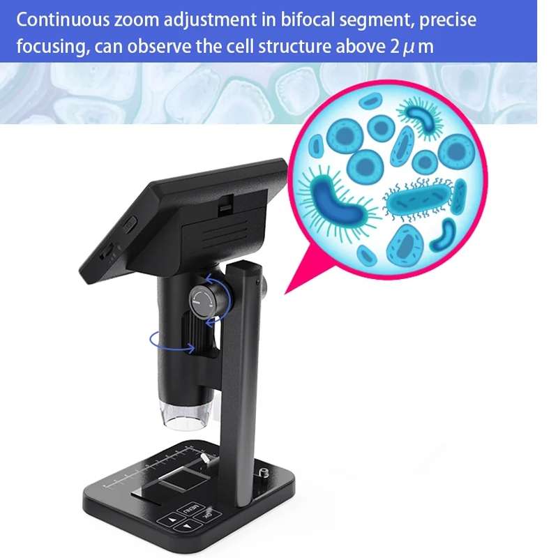 HD Electronic Digital Microscope 5 Inch Screen Touch Key 8000X Biological Cell Electronic Magnifying