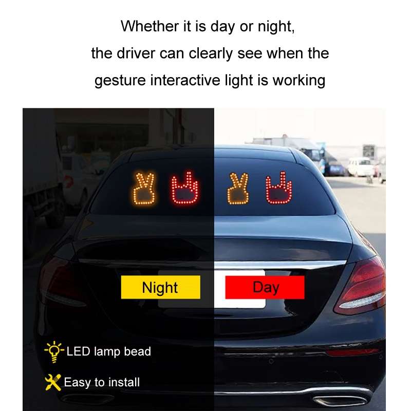 Car Interactive Finger Light Multi-function Warning Anti-rear Collision Light(Scissor Hand)