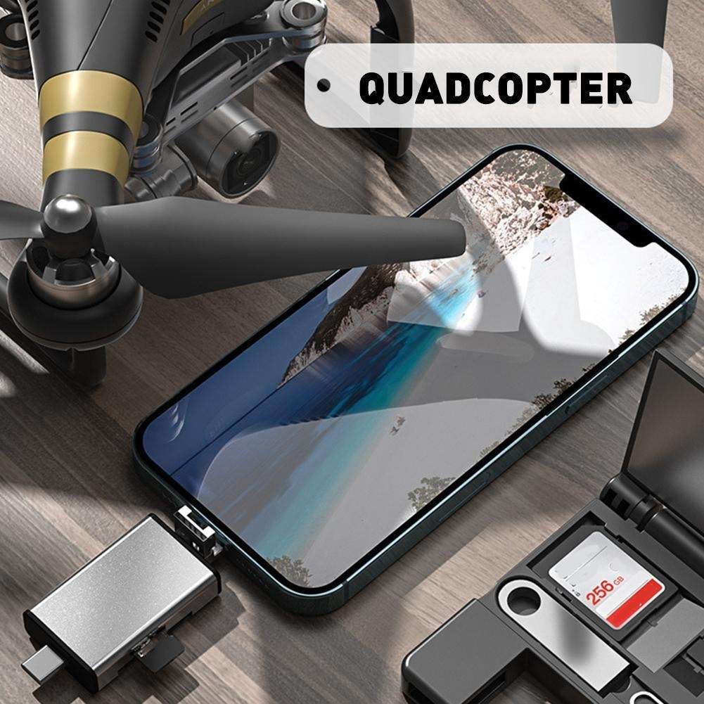 7 in 1 OTG SD Card Reader USB Type-C Adapter TF SD SIM PIN Storage Box(Silver)