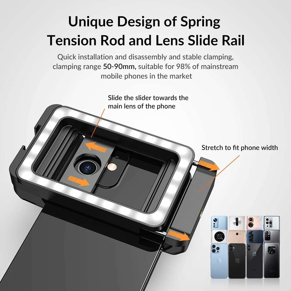 APEXEL Multifunctional Fill Light Phone Clip With 1/4 Inch & M17 M37 Thread Tnterface APL-FL.23