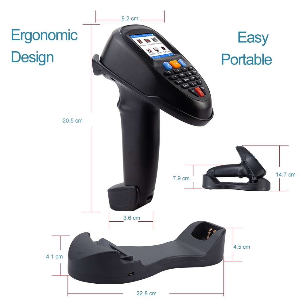 NEWSCAN 1D Laser Wireless Barcode Reader Scanner Data Collector With 2.2-Inch LCD Screen