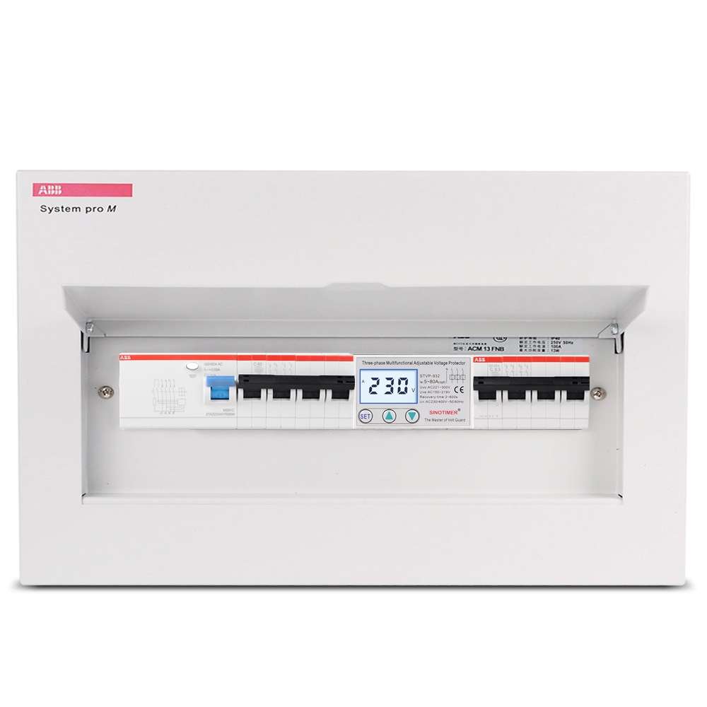 SINOTIMER STVP-932 63A 3-phase 380V LCD Self-resetting Adjustable Surge Voltage Protector