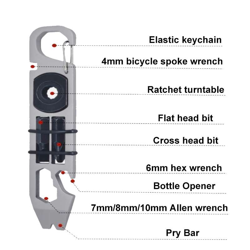 Multifunctional Outdoor Survival and Self-defense Ratchet Crowbar Tool EDC Bottle Opener(Silver)