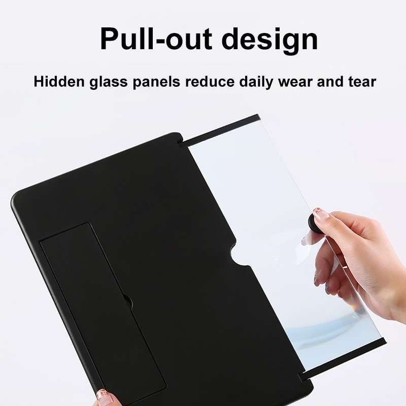 Pull-Out Folding Phone Screen Amplifier HD Anti-Blue Light Magnifying Glass, Color: 14-inch-Black