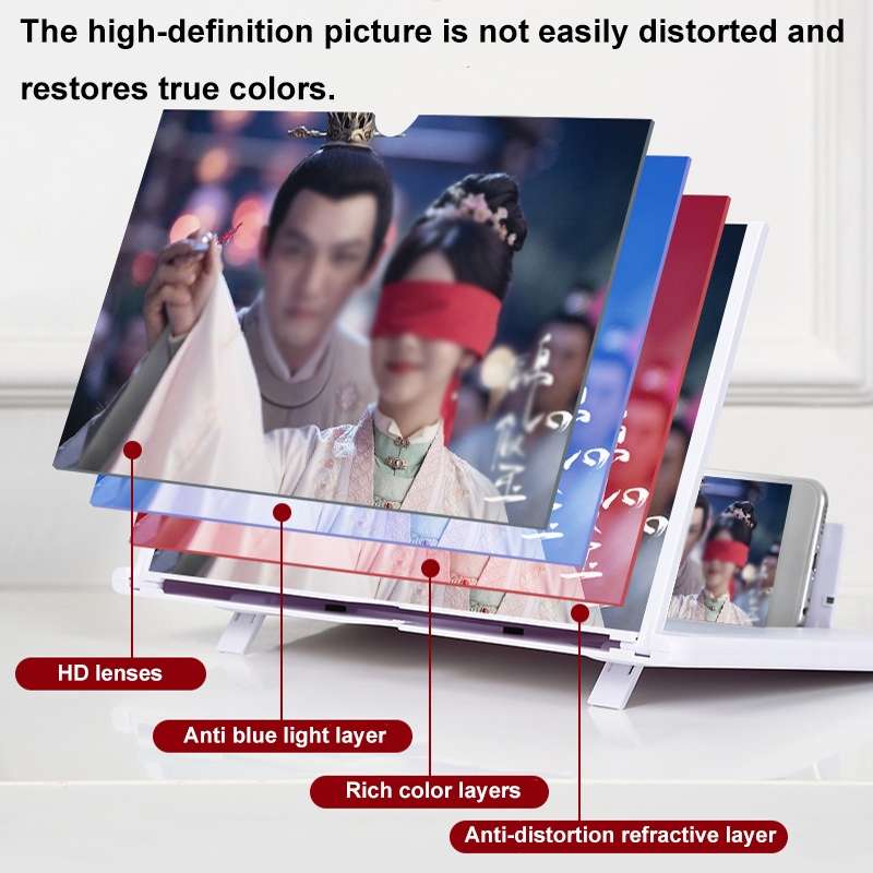 Pull-Out Folding Phone Screen Amplifier HD Anti-Blue Light Magnifying Glass, Color: 14-inch-Black