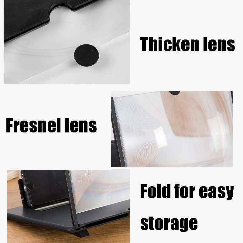 Pull-Out Folding Phone Screen Amplifier HD Anti-Blue Light Magnifying Glass, Color: 14-inch-Black