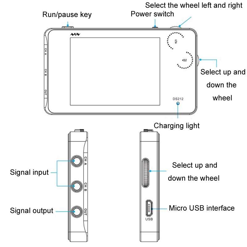 MINIWARE Dual Channel Mini Portable Handheld Digital Storage Oscilloscope, Model: DS212