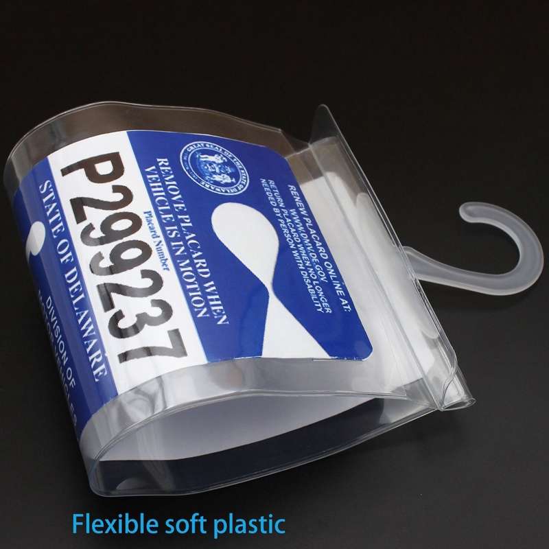 2pcs PVC Transparent Hook Bag Disability Placard Parking Sign Bag(29.5x12.7x0.4mm)