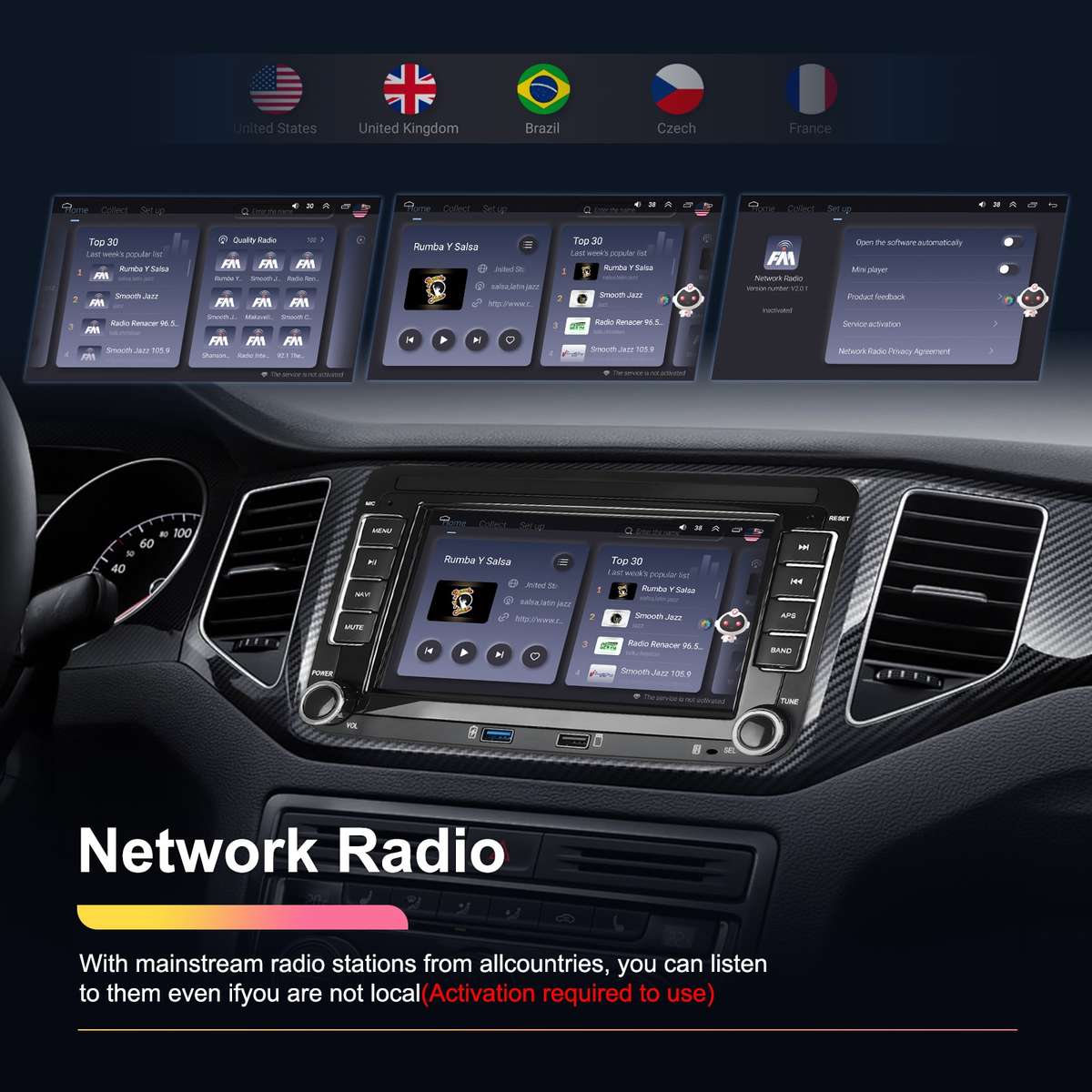 For Volkswagen/Skoda 2+64G Player Large Screen Carplay Android Navigation Reversing Camera Integrate