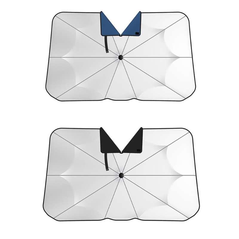 140x79cm Car Front Gear Opening Style Insulated Sun Protection Parasol(Blue Base Cloth)