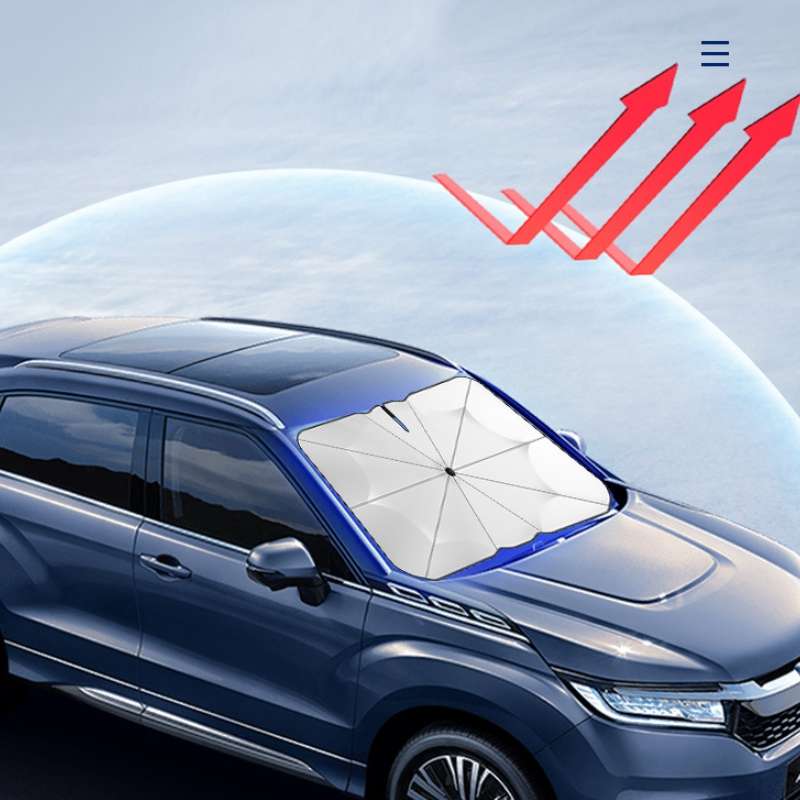 140x79cm Car Front Gear Opening Style Insulated Sun Protection Parasol(Blue Base Cloth)