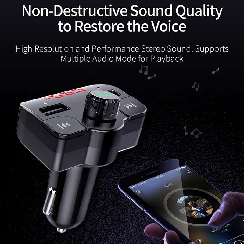 Car Bluetooth MP3 Player FM Transmitter Fast Charging(Black)