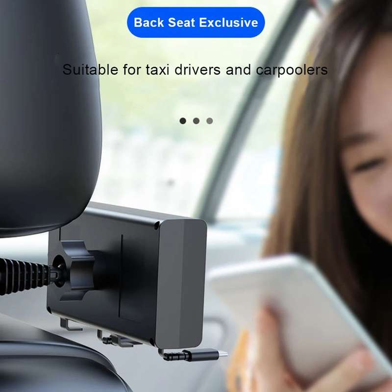 Car Cigarette Lighter Rear Seat Retractable Dual-Wire Charger(Black)