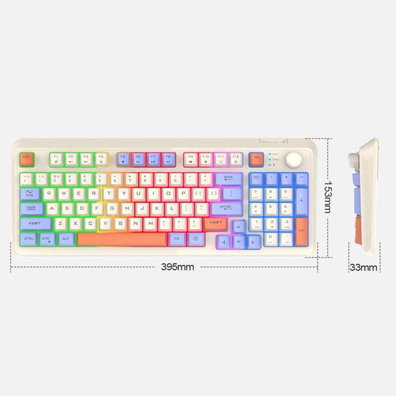 XUNSVFOX K94 Wireless Bluetooth Dual Mode Mechanical Keyboard Gaming Office Laptop Keyboard(Sea Salt
