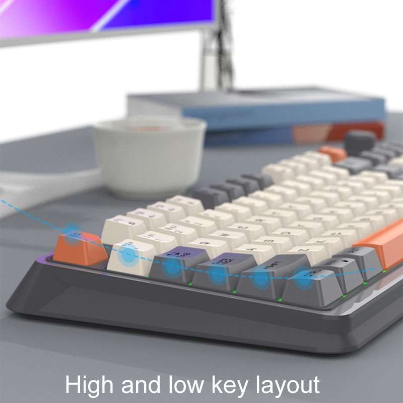 XUNSVFOX K94 Wireless Bluetooth Dual Mode Mechanical Keyboard Gaming Office Laptop Keyboard(Sea Salt