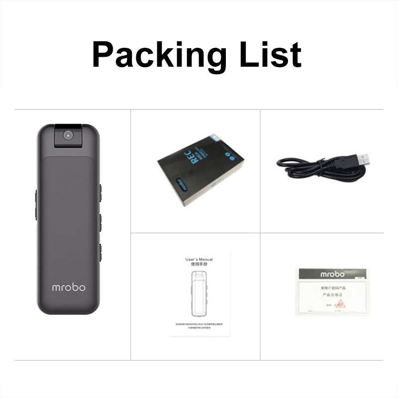 Mrobo D3 1080P Rotating Camera HD Infrared Night Recording Pen, Size: No Memory(Black)