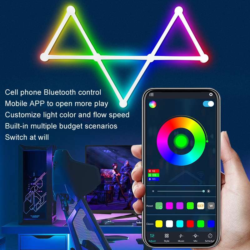 JSK-P22 5V Bluetooth RGB Stitching Light E-Sports Atmosphere Decorative Lamp, Style: 6 Sections+USB