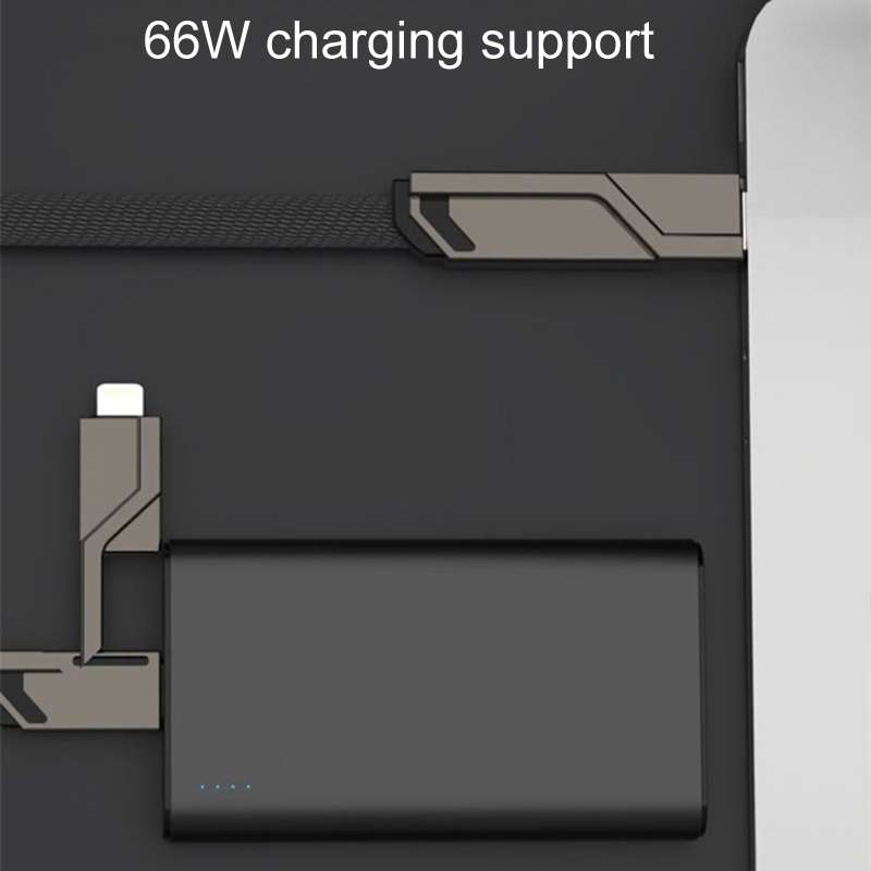 Mechatronic 4 In 1 Charging Cable Cell Phone Fast Charging Data Cords, Length: 1m(Silver Gray)