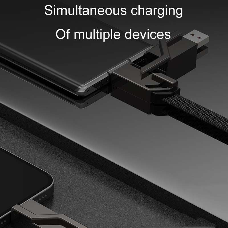 Mechatronic 4 In 1 Charging Cable Cell Phone Fast Charging Data Cords, Length: 1m(Silver Gray)
