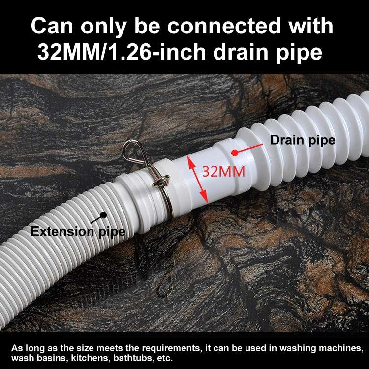 1.2m Diameter 32mm Extended Drain Hose for Washing Machine / Kitchen Basin / Bathtub