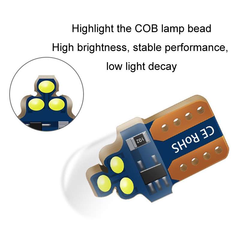 10pcs W5W Width Indicator Light Flashing LED Crystal License Plate Light(White)