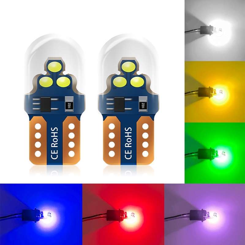 10pcs W5W Width Indicator Light Flashing LED Crystal License Plate Light(White)