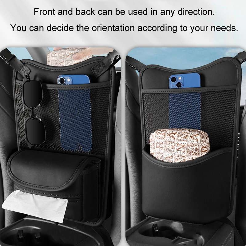 Car Between Seats Organizer Multifunctional Storage Bag Front And Back Dual Usage Tissue Box