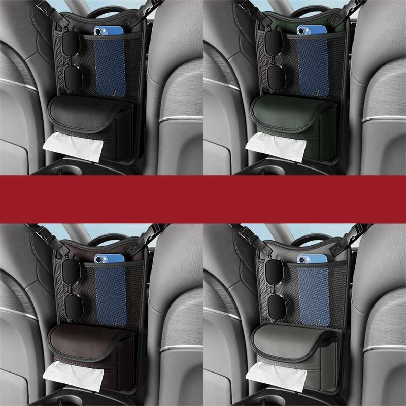 Car Between Seats Organizer Multifunctional Storage Bag Front And Back Dual Usage Tissue Box