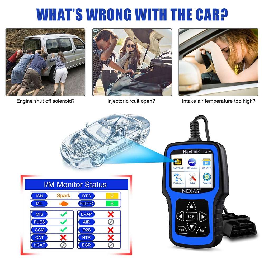 Nexas NL101 Universal OBD2 Scanner Diagnostic Tool & Battery Tester With OBDII