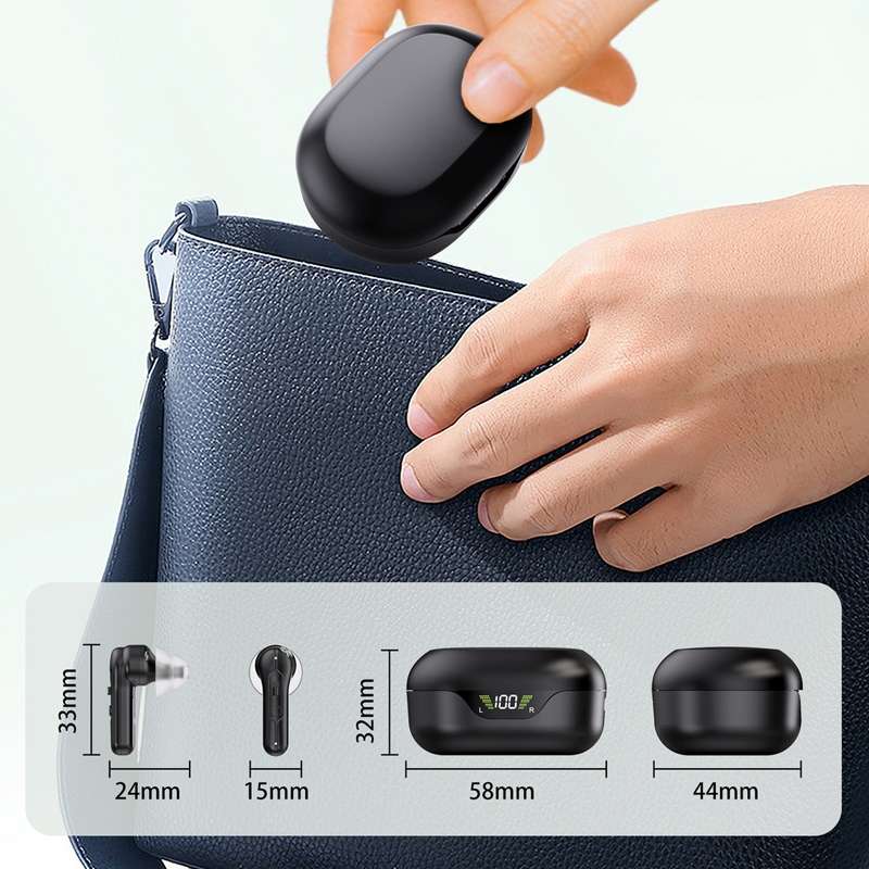 1pair Rechargeable In-Ear Hearing Aid Elderly Sound Amplifier(Black)