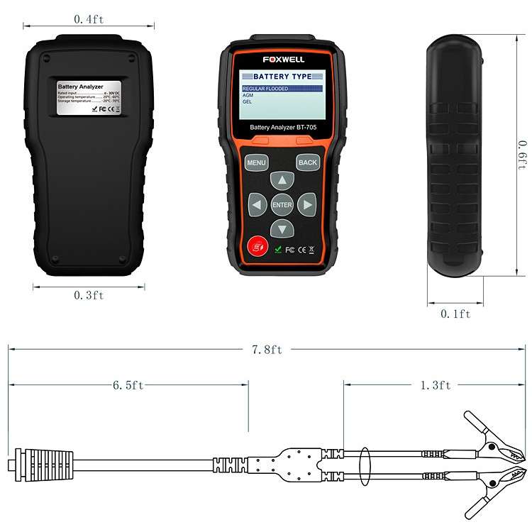 FOXWELL BT705 12V 24V Car Battery Test Analyzer Cranking and Charging System Test