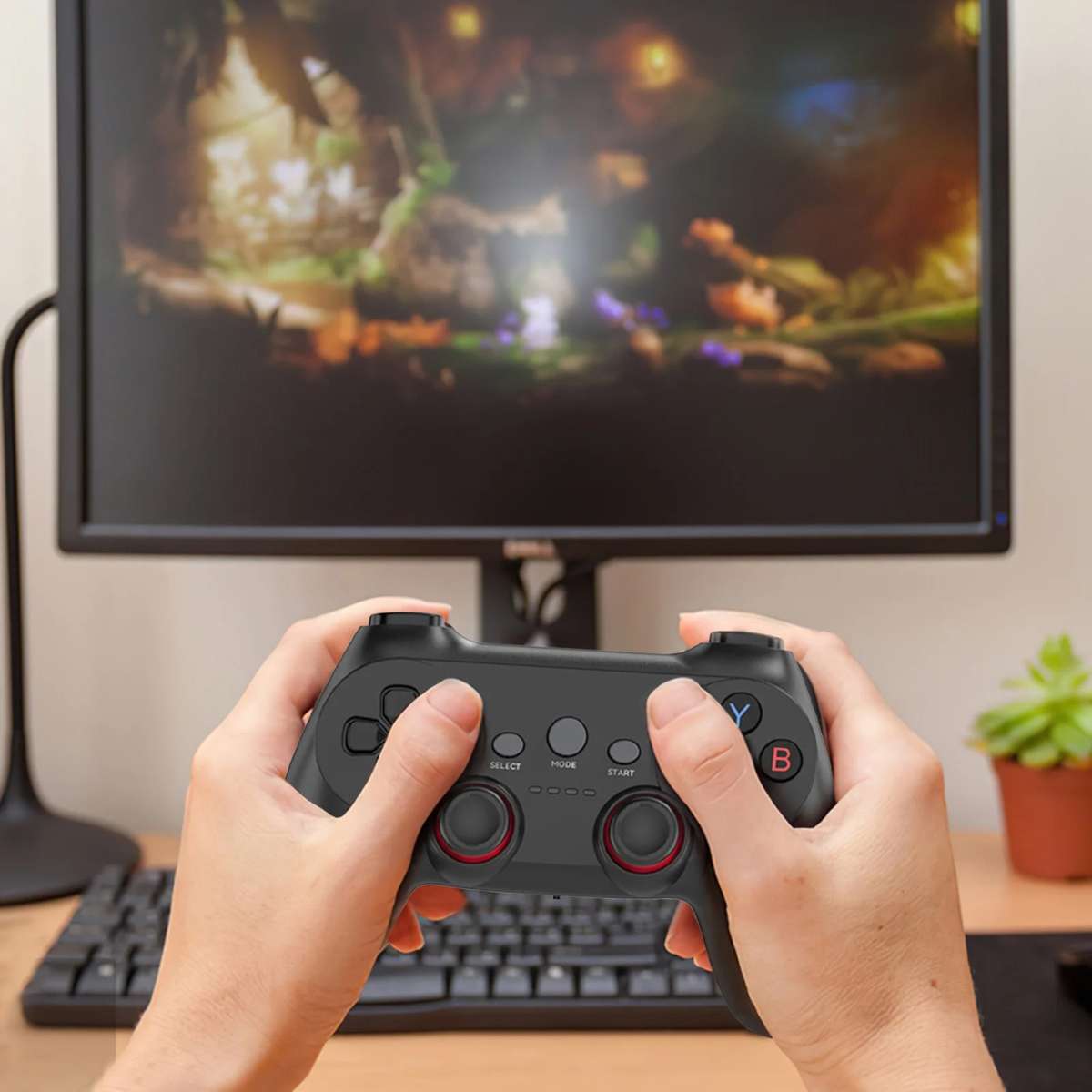 2.4G One-to-two Wireless Game Controller for PC / Android / TV Box(White)