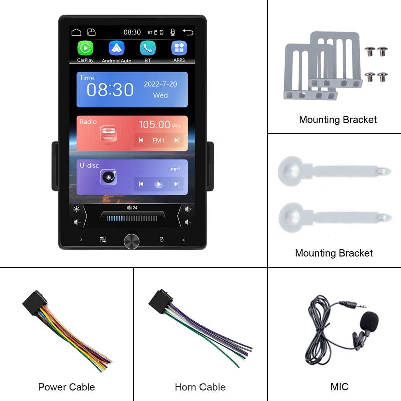 10.4 Inch MP5 Single Butt Vertical Screen Manual Rotation Android Navigation With Wireless Carplay B