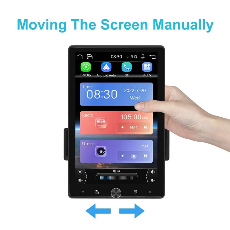 10.4 Inch MP5 Single Butt Vertical Screen Manual Rotation Android Navigation With Wireless Carplay B