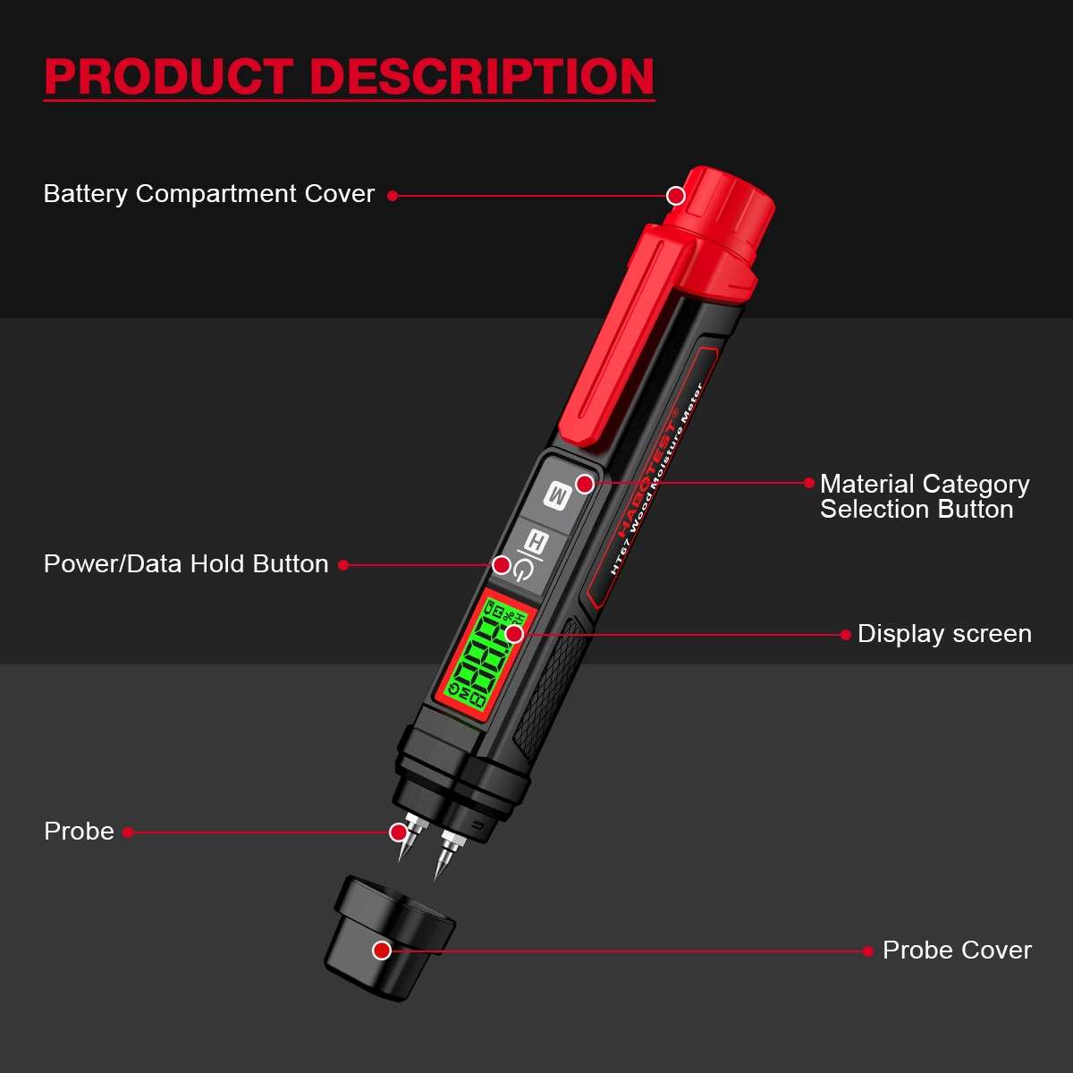 HABOTEST Wood Moisture Content Rapid Tester