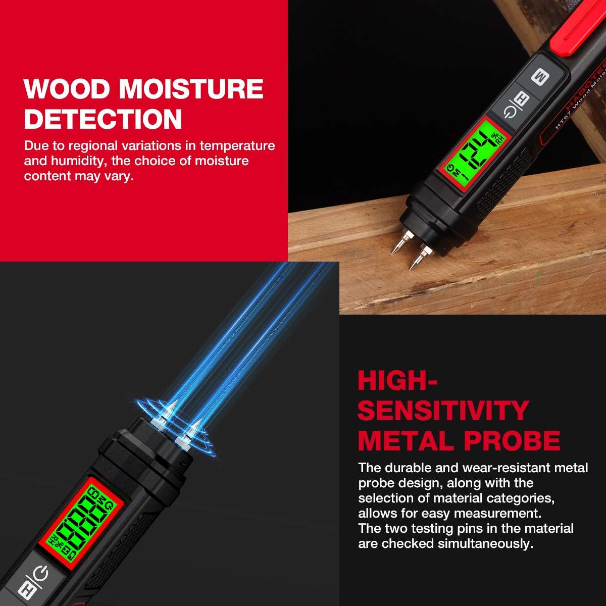 HABOTEST Wood Moisture Content Rapid Tester