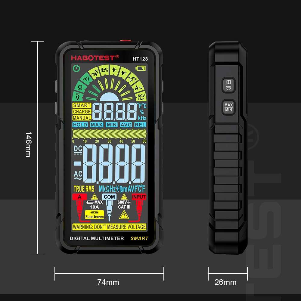 HABOTEST Automatic Range Digital Display Ultra-Clear Intelligent Current Multimeter