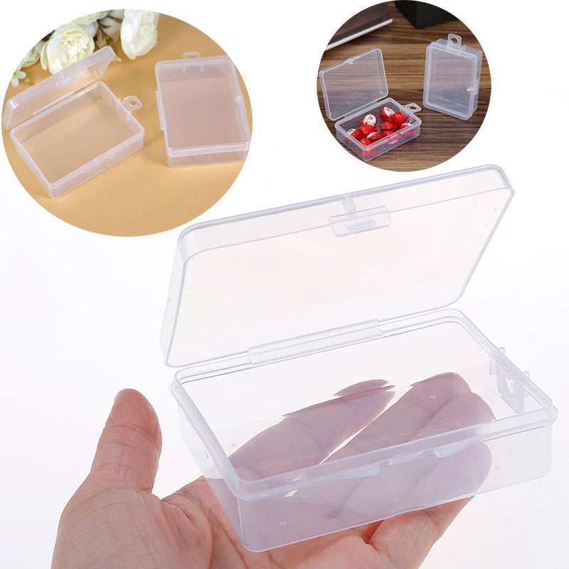 10pcs Rectangle Plastic Transparent Storage Box With Lid Dustproof Earring Ring Jewelry Storage Bo