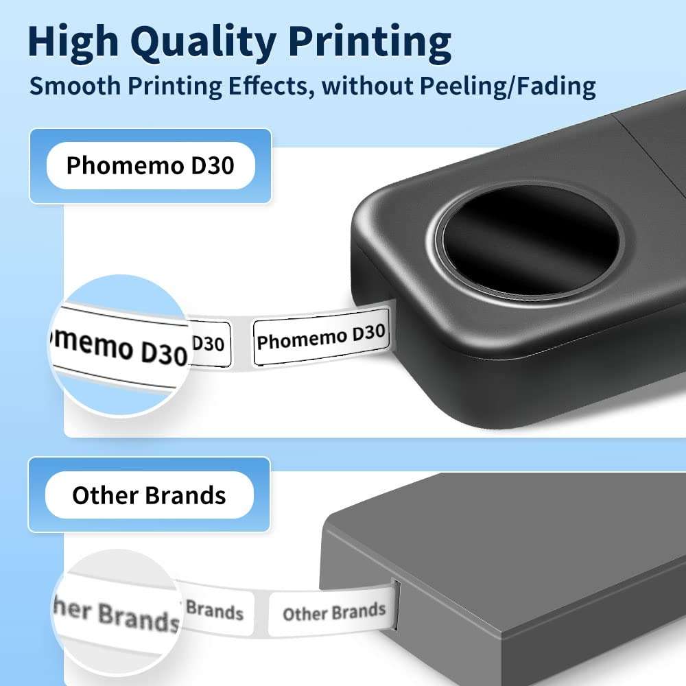 Phomemo D30 Thermal Label Printer Portable Bluetooth Mini Label Maker Machine With 1 Roll Paper Blac