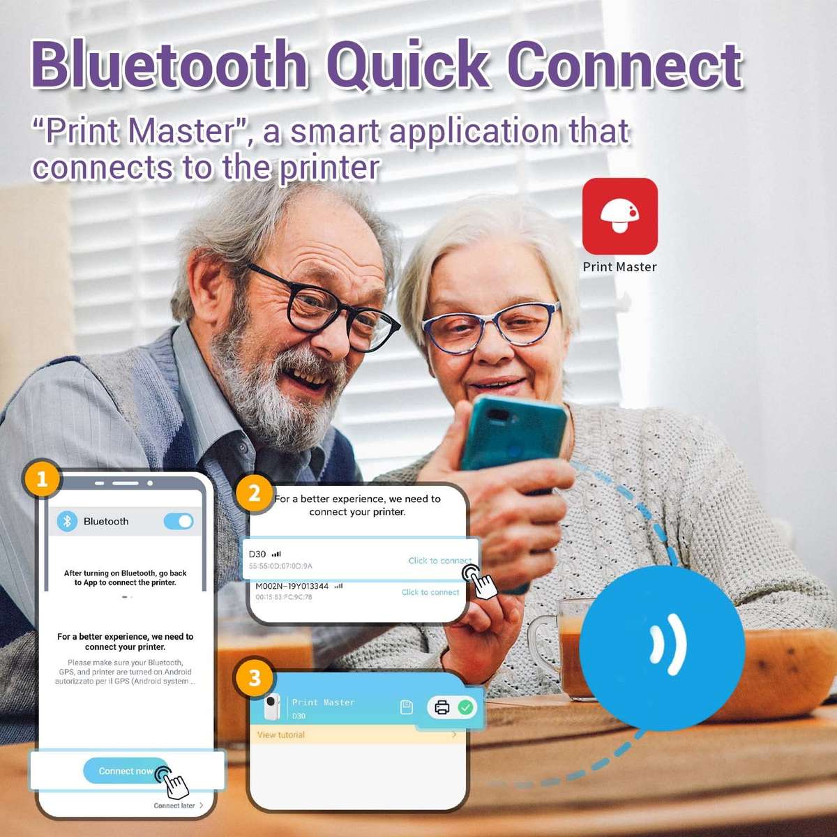 Phomemo D30 Thermal Label Printer Portable Bluetooth Mini Label Maker Machine With 1 Roll Paper Blac