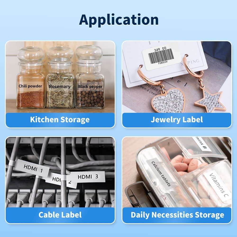 Phomemo D30 Thermal Label Printer Portable Bluetooth Mini Label Maker Machine With 1 Roll Paper Blac