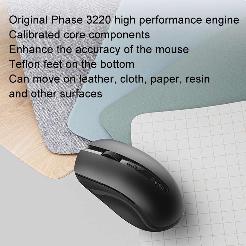 Rapoo M350G Bluetooth/2.4G Wireless Mouse Office Desktop Laptop Mute Mouse(Dark Gray)