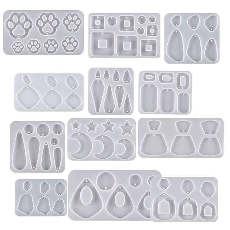 5pcs DIY Crystal Epoxy Earrings Silicone Mold Pendant Jewelry Mold, Spec: Star Moon