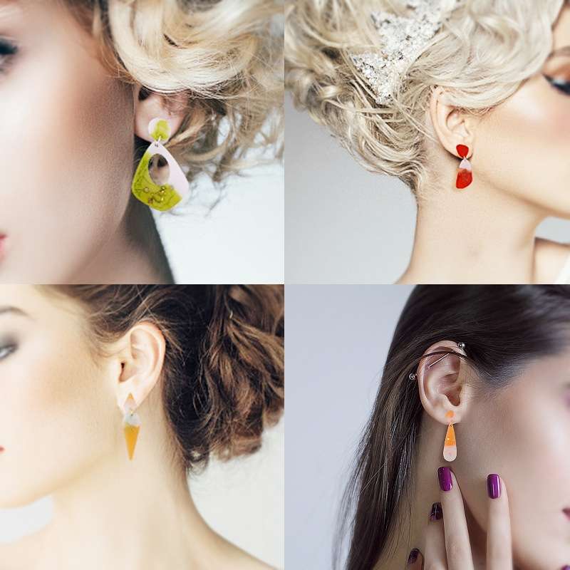 5pcs DIY Crystal Epoxy Earrings Silicone Mold Pendant Jewelry Mold, Spec: Star Moon